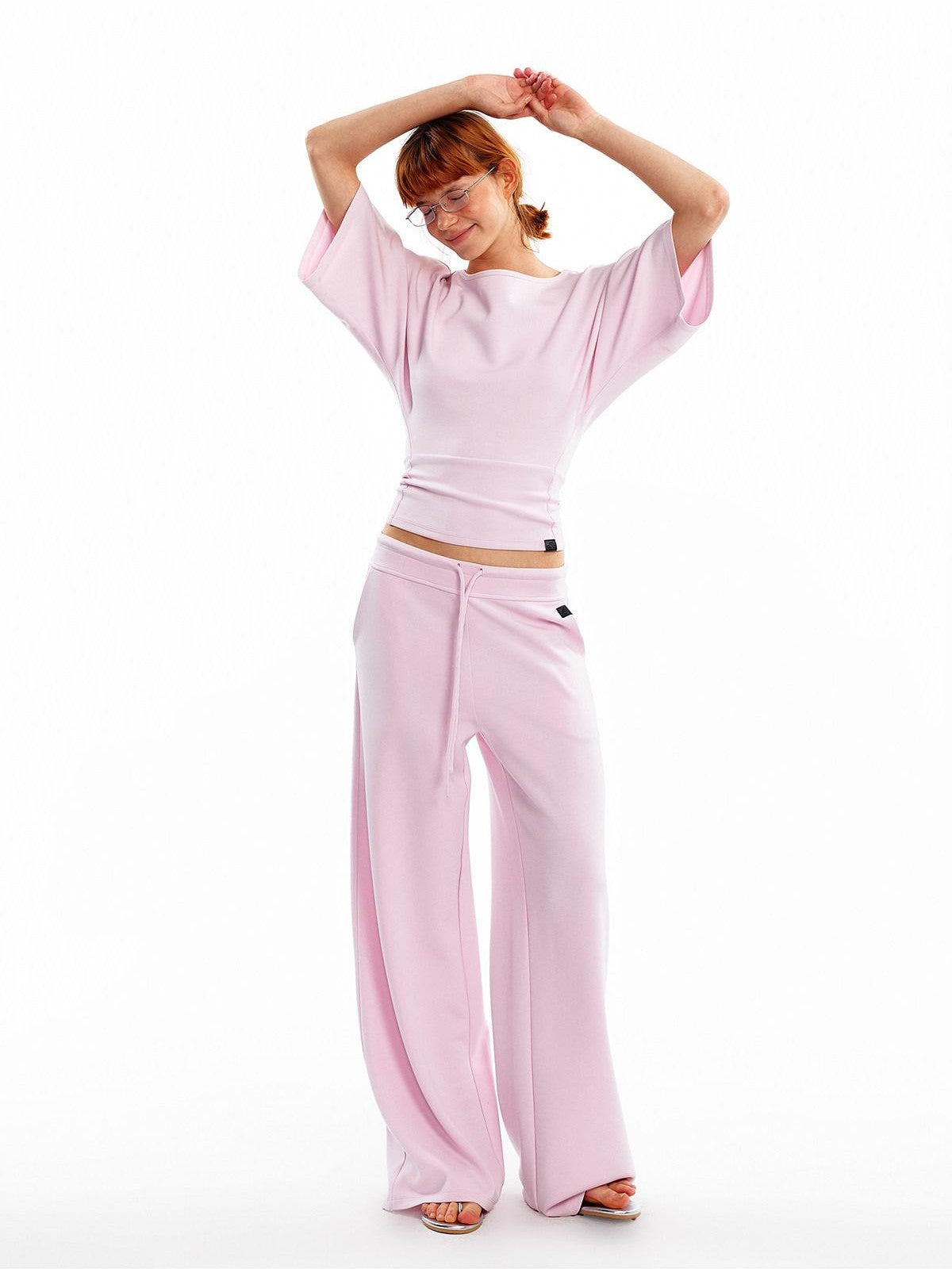 ALINNV Wide Sleeve Cinched Waist Loose Fit Women&