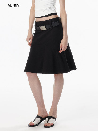 ALINNV Wide Waist Fishtail Back Zipper Lined Women&
