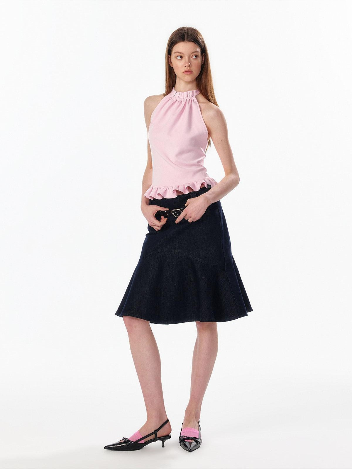 ALINNV Wide Waist Fishtail Back Zipper Lined Women&