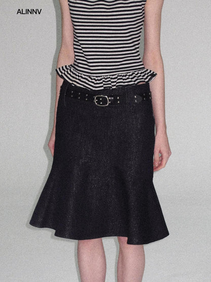 ALINNV Wide Waist Fishtail Back Zipper Lined Women&