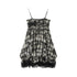 ALL iN plan 100% Cotton Tie Dye Pleated Puff Sleeveless Japanese Black Slip Midi Dresses