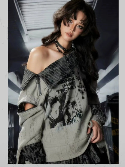 ALL iN plan Acid Etched Riot Relaxed Hoodie Hoodies/Sweatshirt