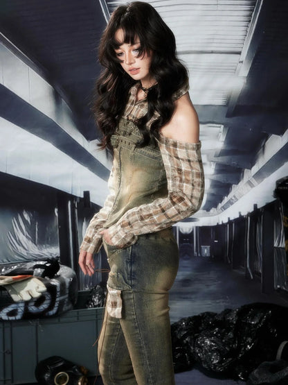 ALL iN plan Acid Riot Distressed Denim Shirt Shirts