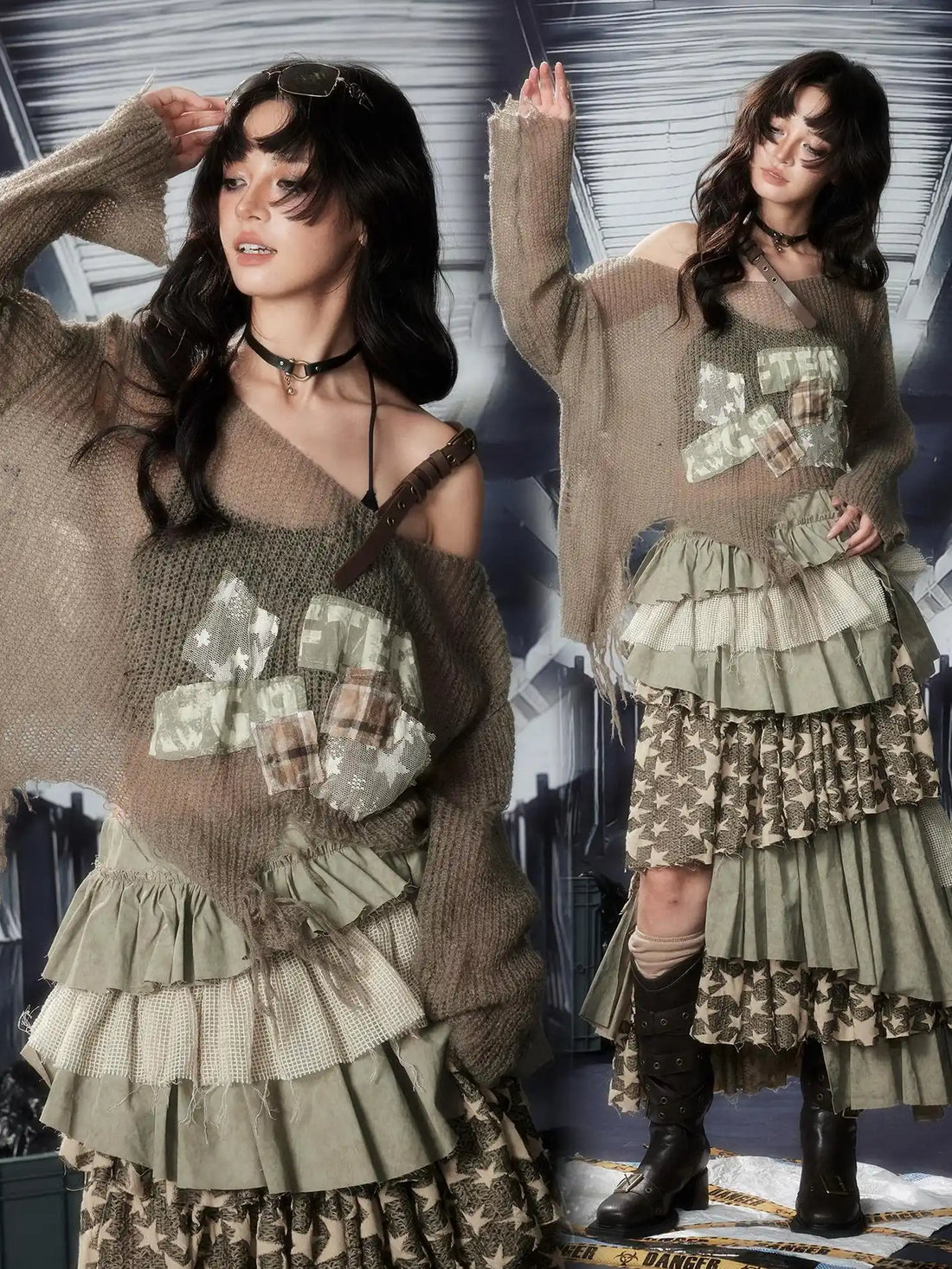 ALL iN plan Acid Riot Distressed Knit Sweater Sweater