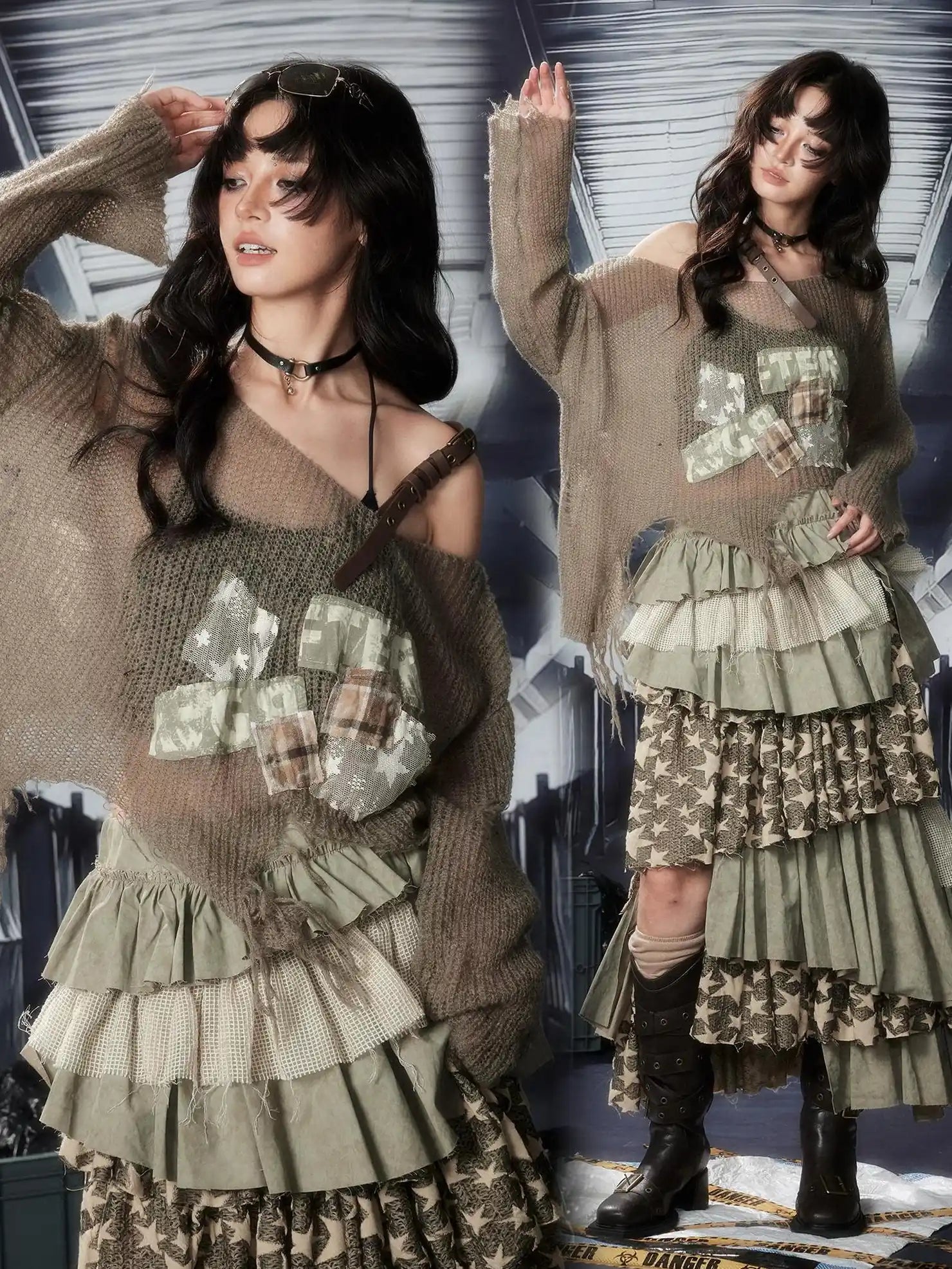 ALL iN plan Acid Riot Distressed Knit Sweater Sweater