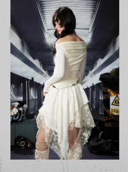 ALL iN plan Acid Riot Lace Slit Shoulder Knit Dress
