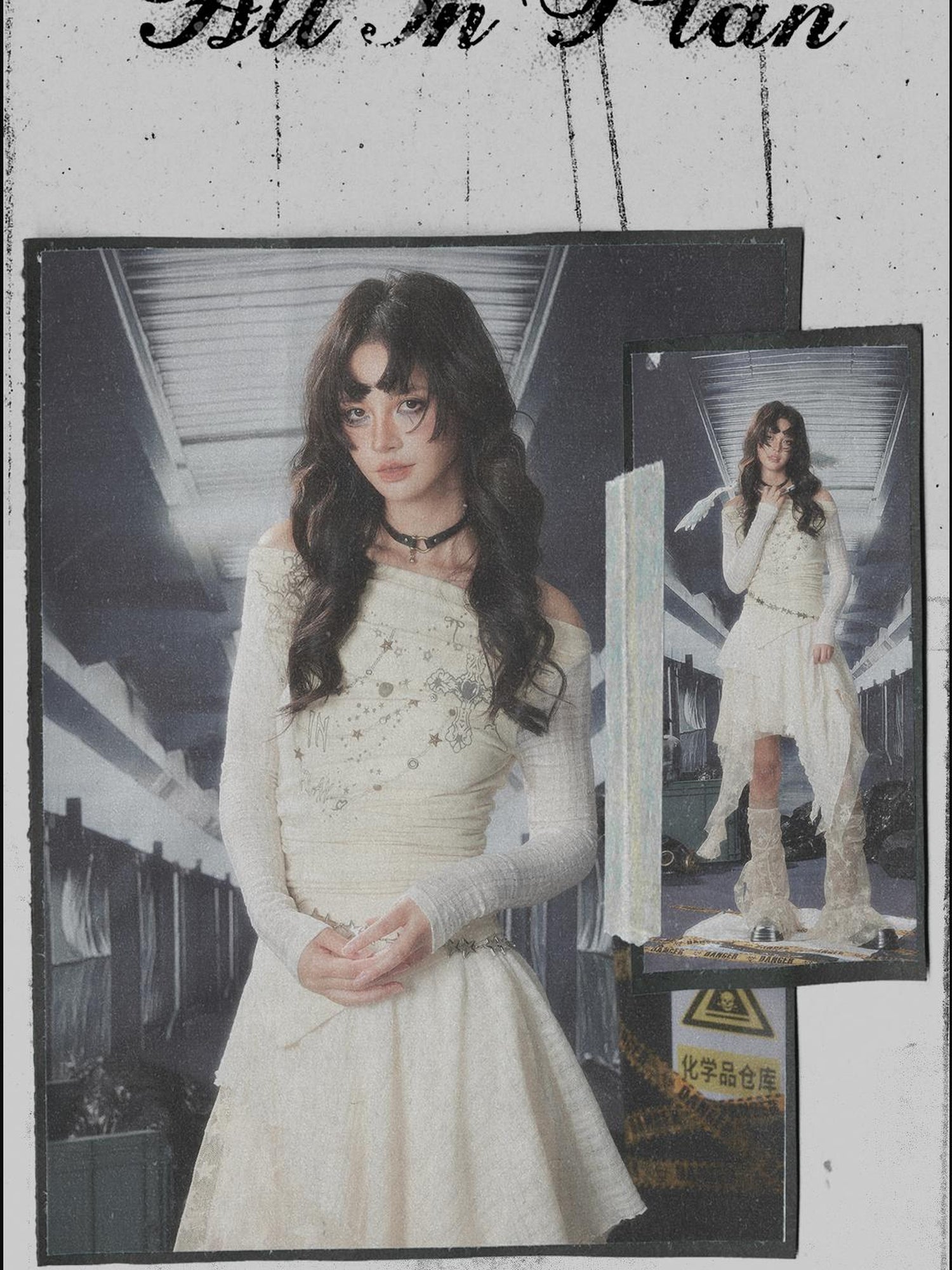 ALL iN plan Acid Riot Lace Slit Shoulder Knit Dress