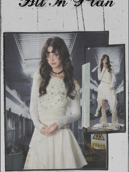 ALL iN plan Acid Riot Lace Slit Shoulder Knit Dress