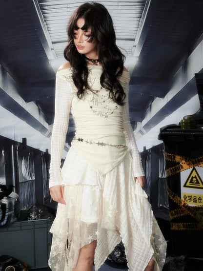 Acid Riot Lace Slit Shoulder Knit Dress