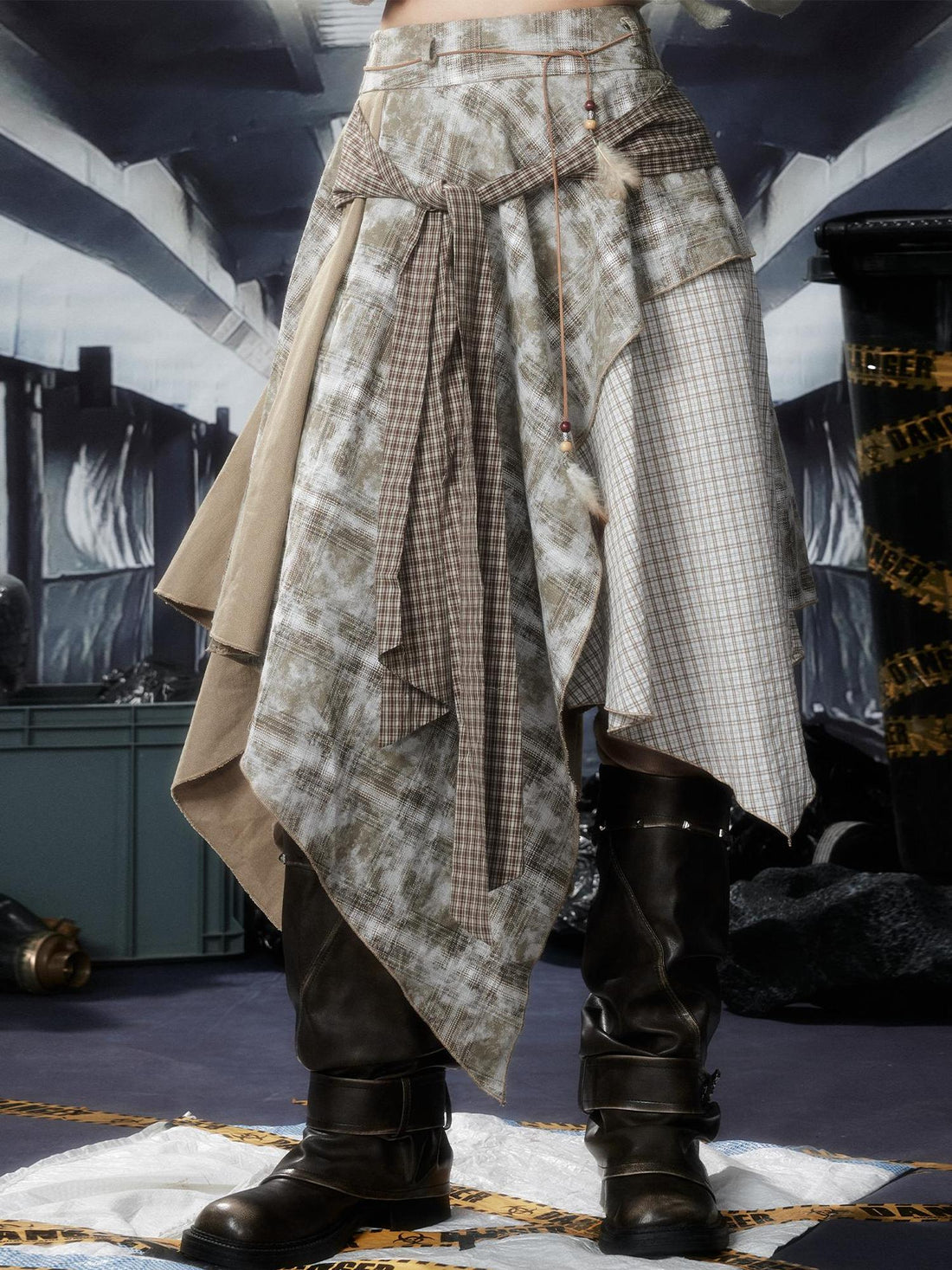 ALL iN plan Acid Riot Layered Grid Skirt