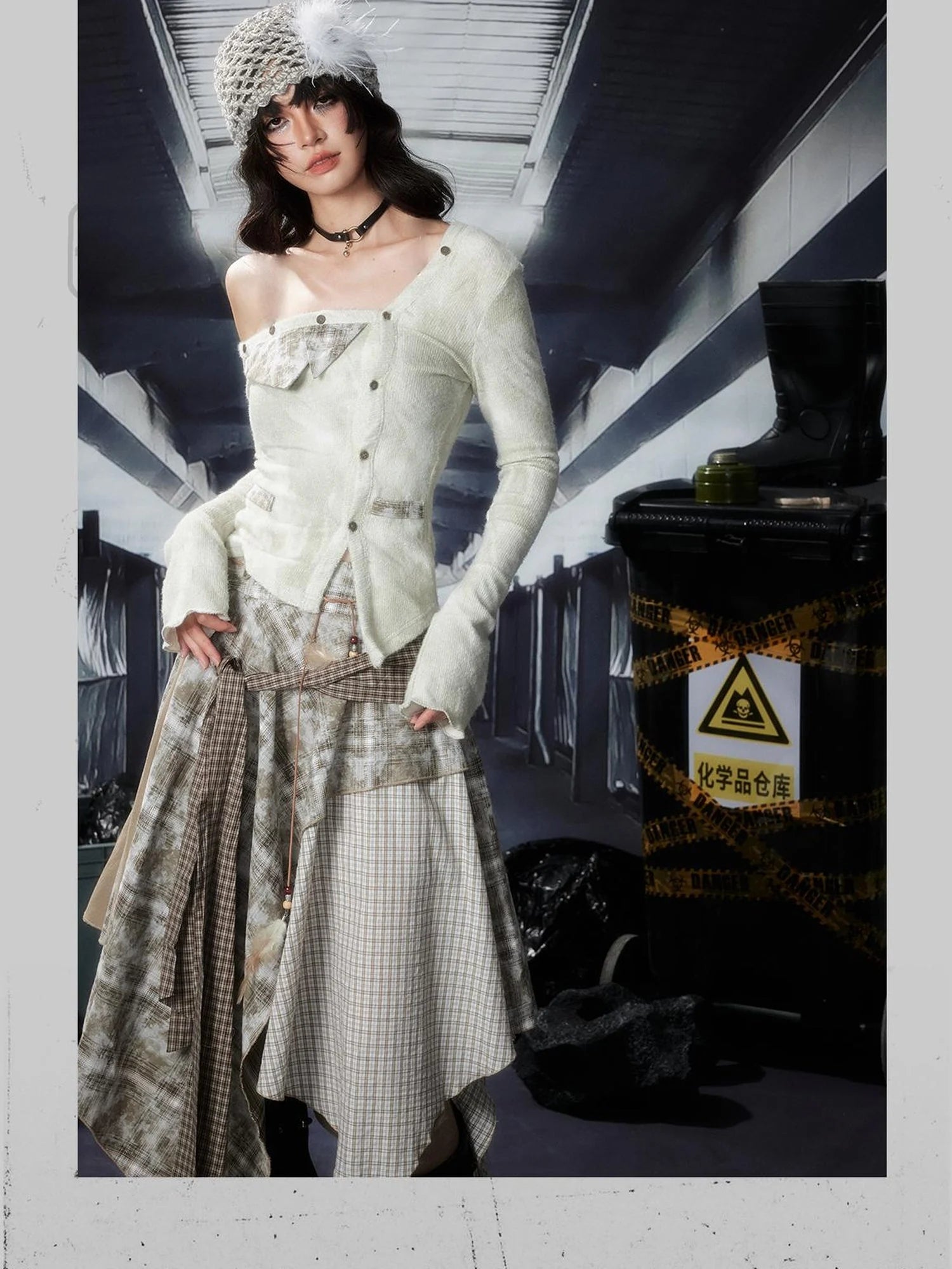 Acid Riot Layered Grid Skirt