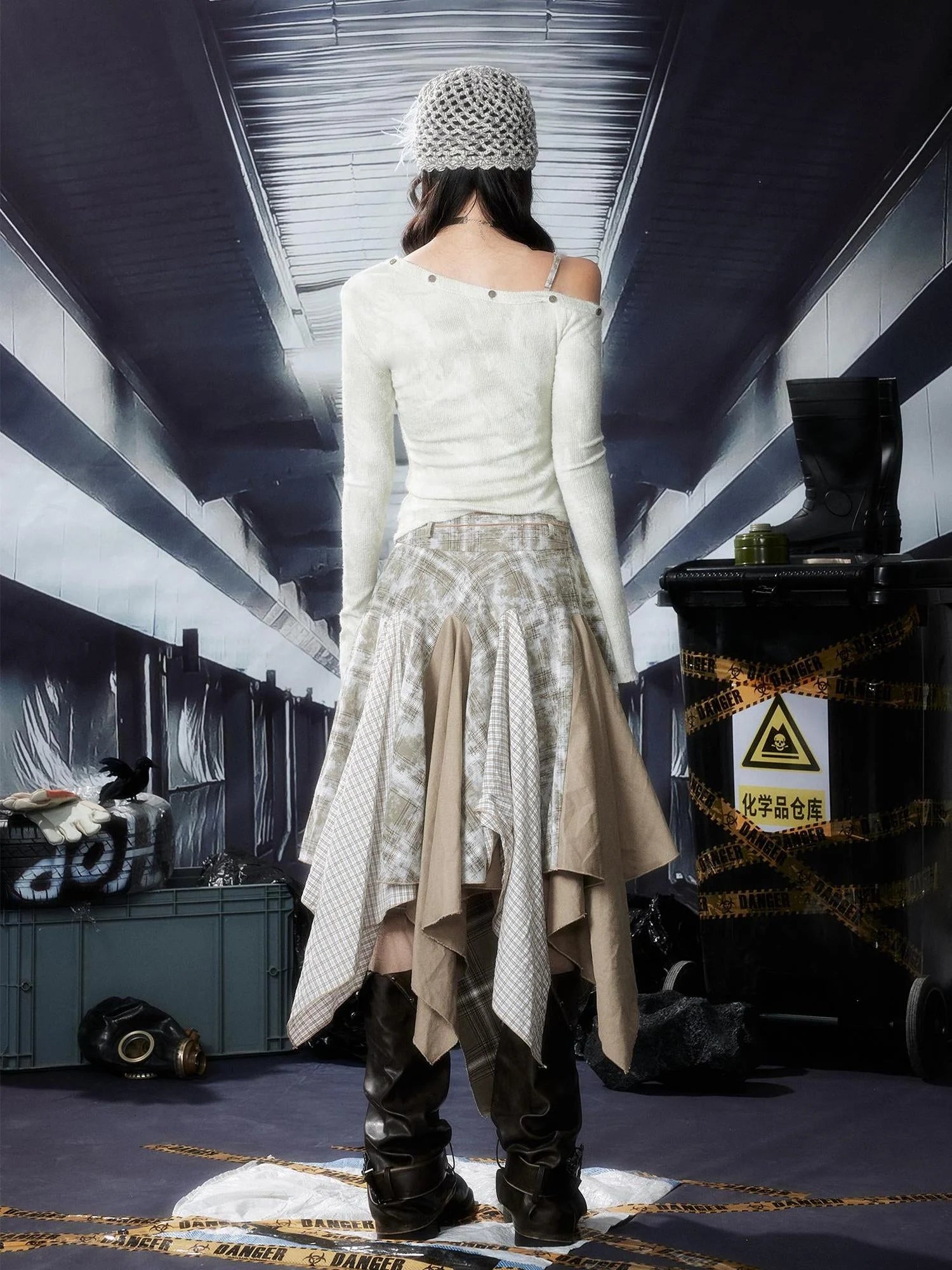 Acid Riot Layered Grid Skirt