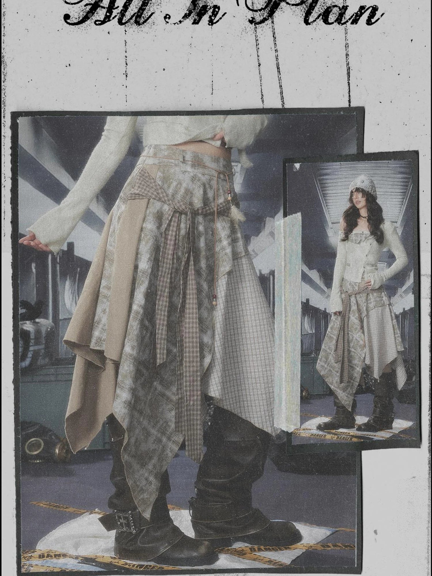 Acid Riot Layered Grid Skirt