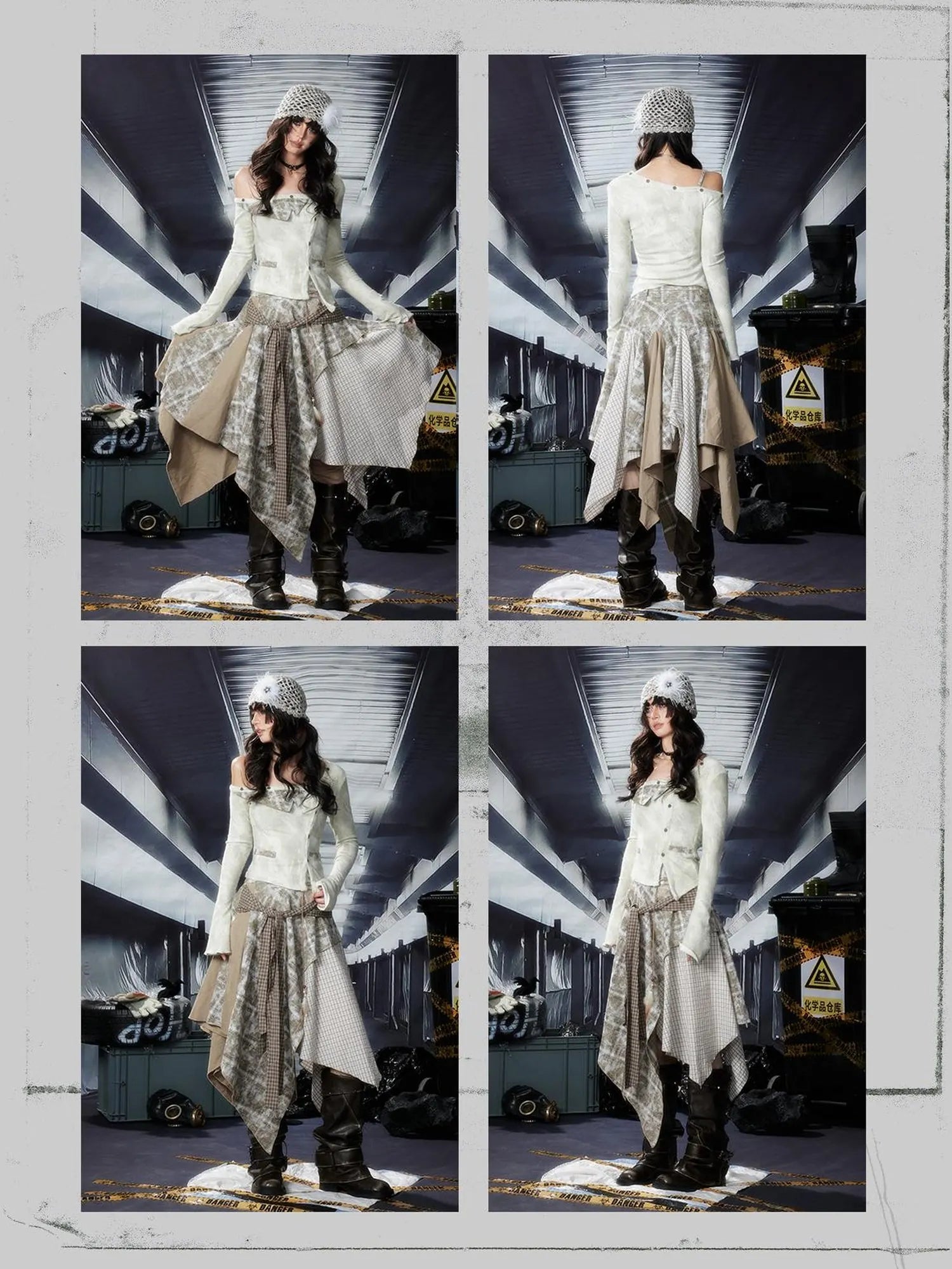 Acid Riot Layered Grid Skirt