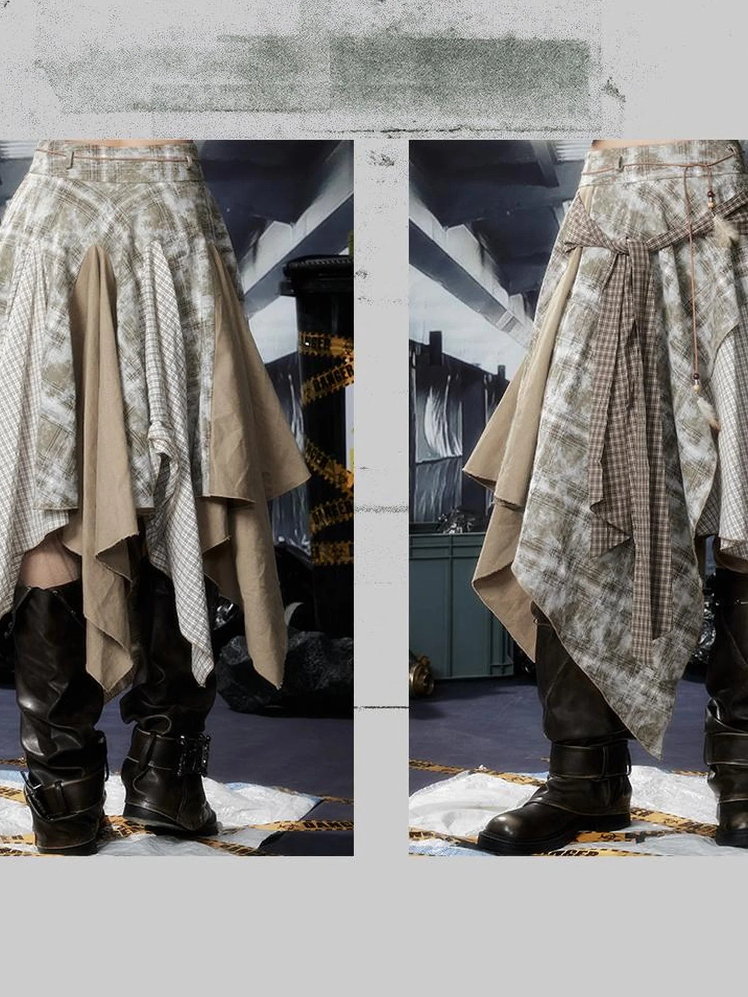 Acid Riot Layered Grid Skirt