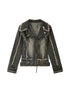 Acid Washed Denim Jacket With Detachable Collar