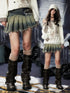 ALL iN plan Acid Washed Denim Punk Mini Skirt