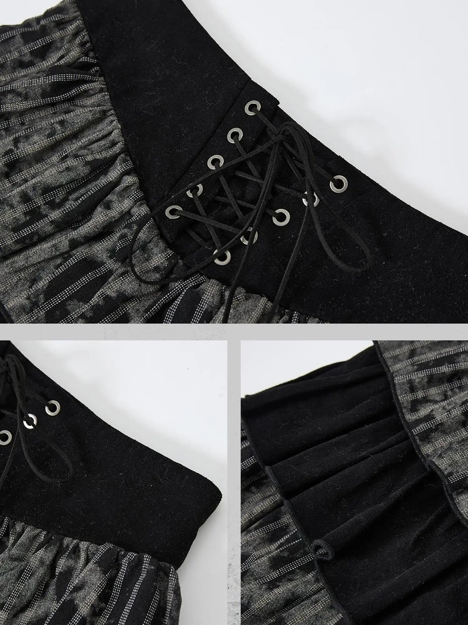 Acid Washed Distressed Denim Tiered Ruffle Skirt