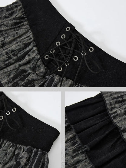 Acid Washed Distressed Denim Tiered Ruffle Skirt