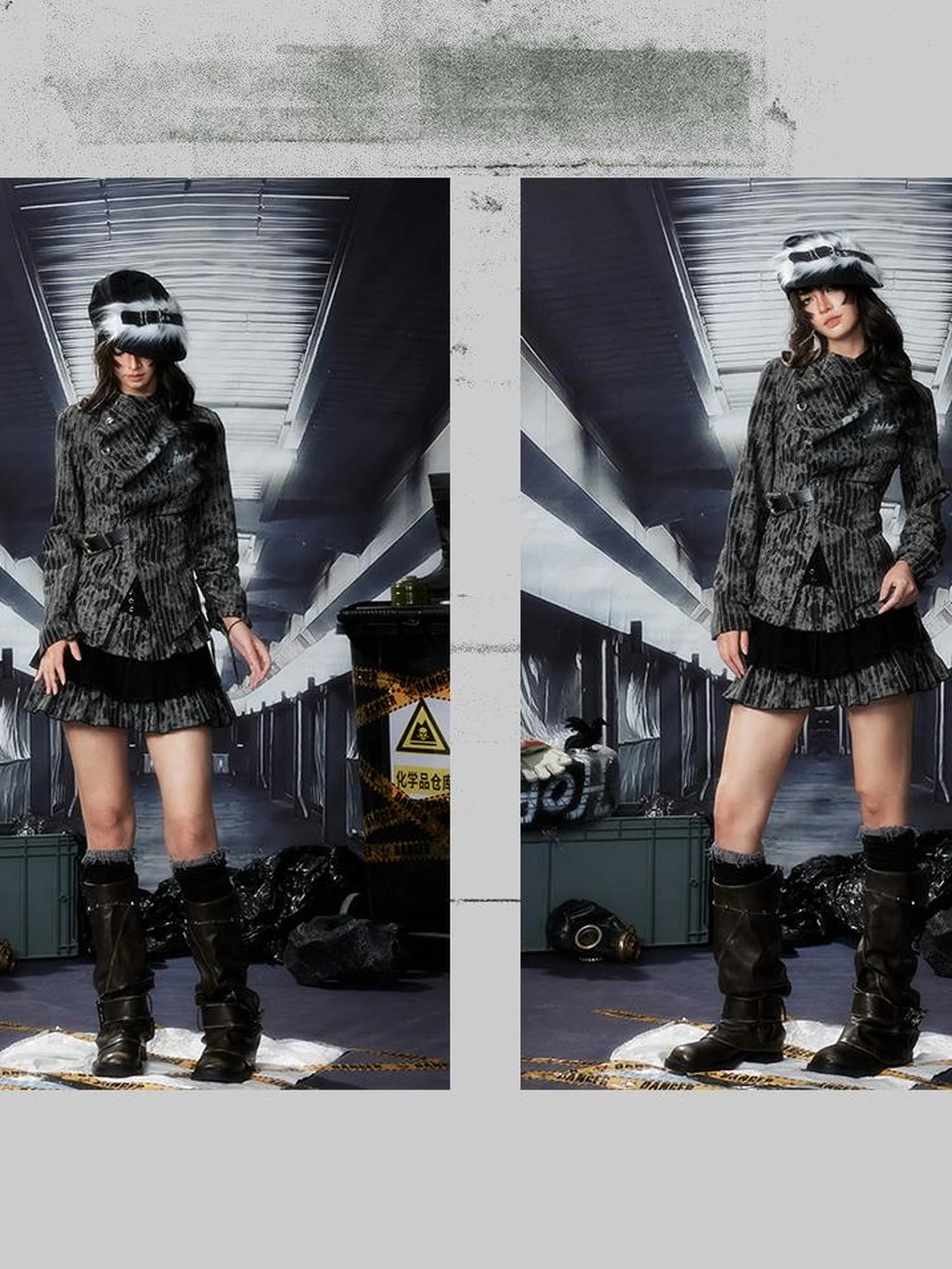 Acid Washed Distressed Layered Shirt