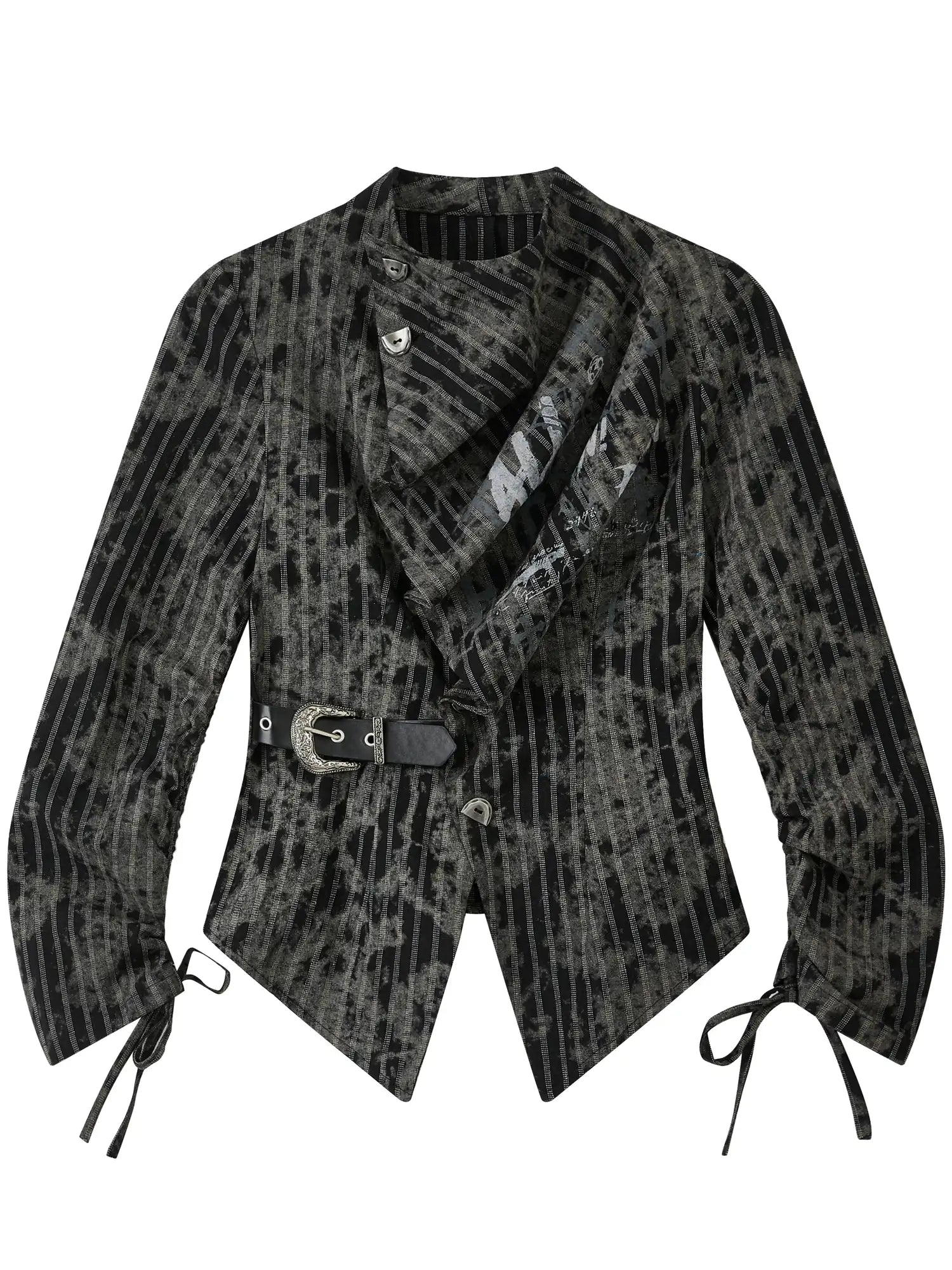 Acid Washed Distressed Layered Shirt