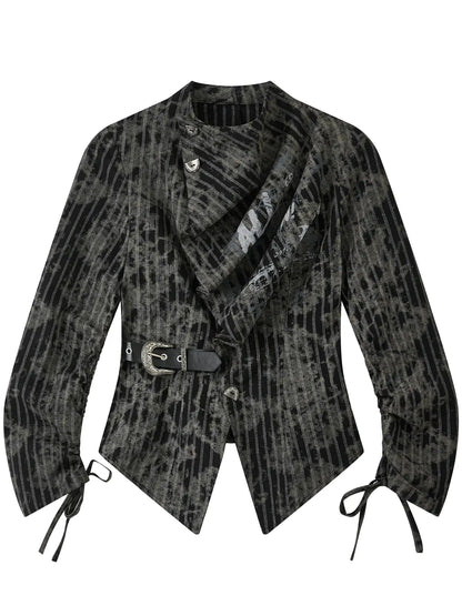 Acid Washed Distressed Layered Shirt