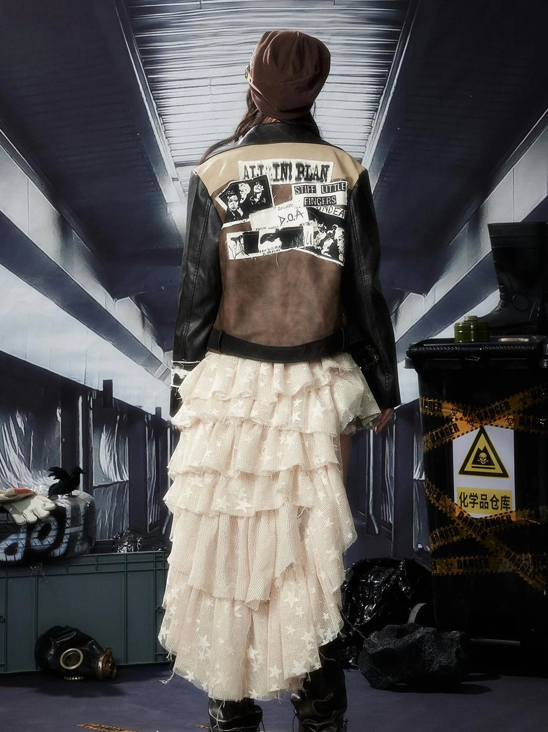 Acid Washed Distressed Pu Leather Jacket