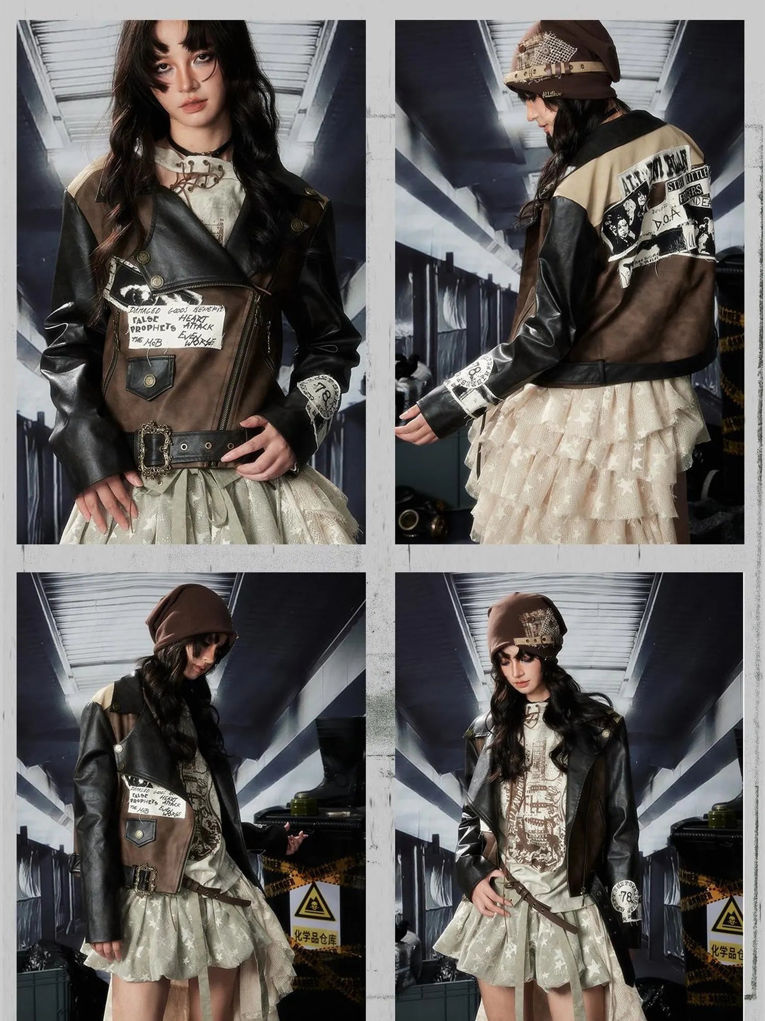 Acid Washed Distressed Pu Leather Jacket