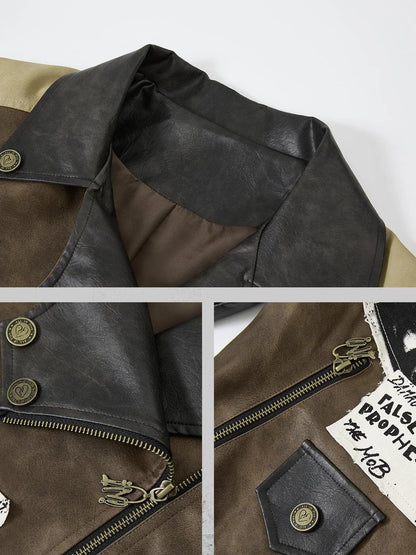 Acid Washed Distressed Pu Leather Jacket