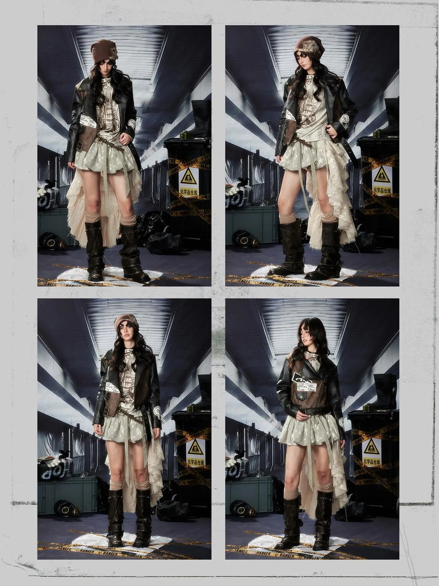 Acid Washed Distressed Pu Leather Jacket