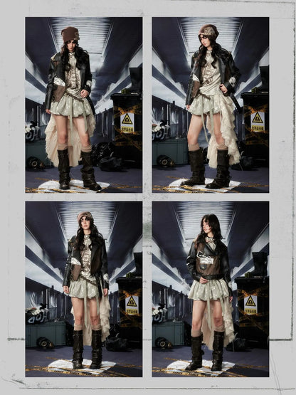 Acid Washed Distressed Pu Leather Jacket