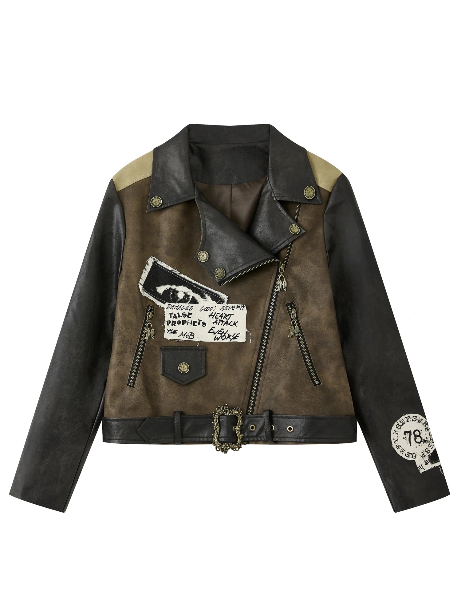 Acid Washed Distressed Pu Leather Jacket