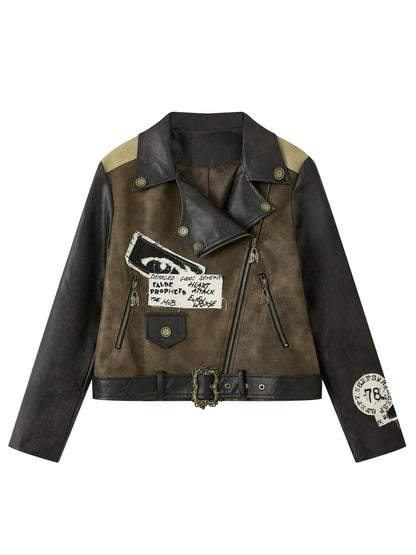 Acid Washed Distressed Pu Leather Jacket