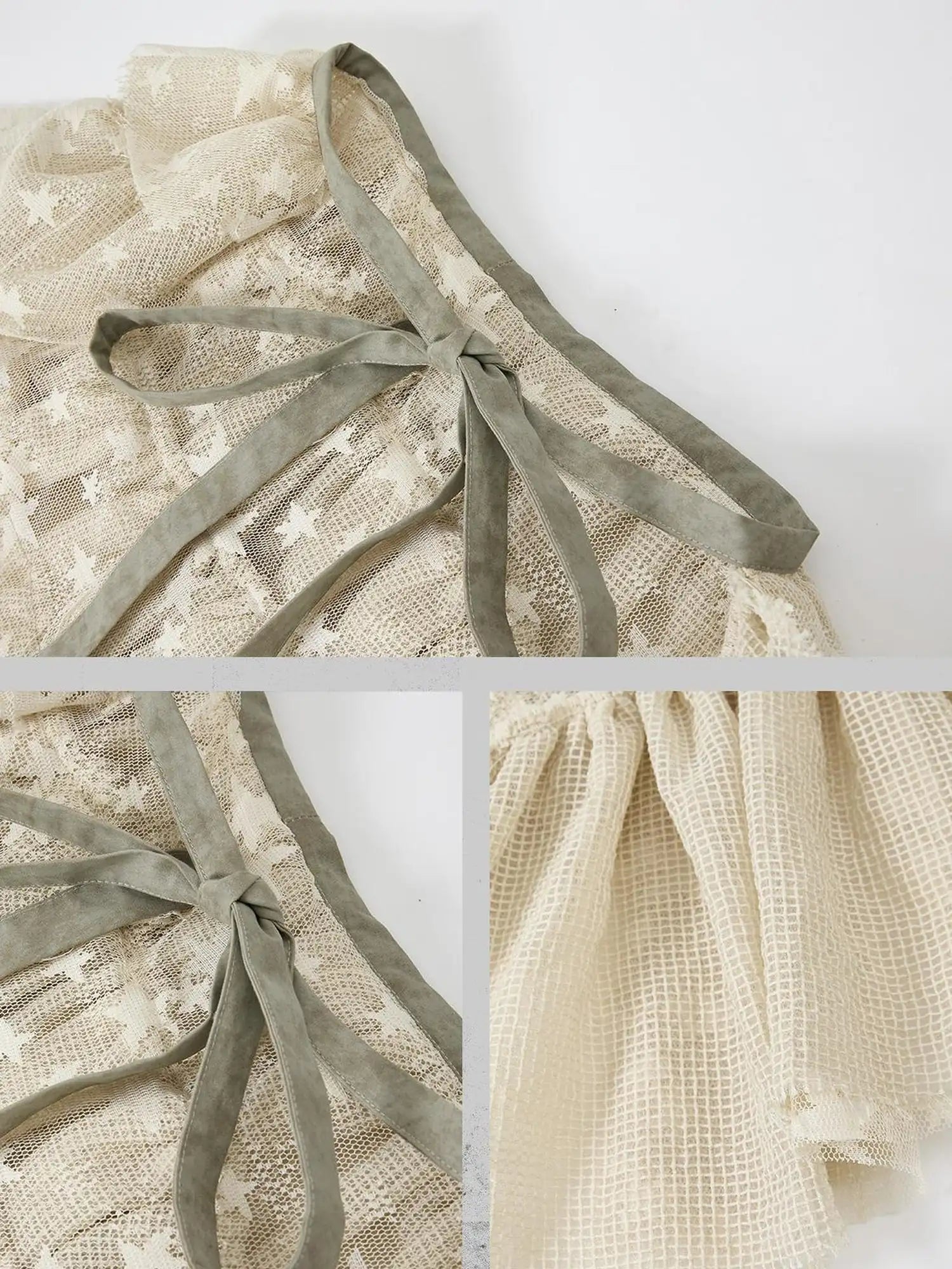 Acid Washed Lace Mini Skirt High Waist Y2K Ruffle Hem