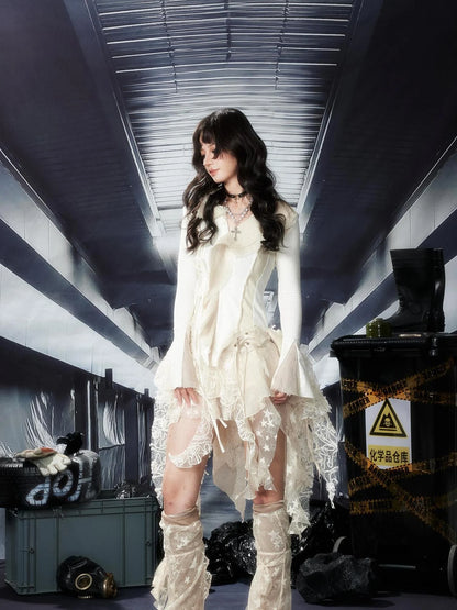 Acid Washed Lace Riot Knit Cardigan