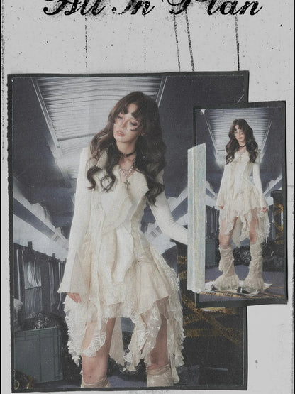 Acid Washed Lace Riot Knit Cardigan