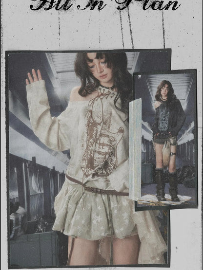 Acid Washed Rebellion Asymmetric Neck Tee