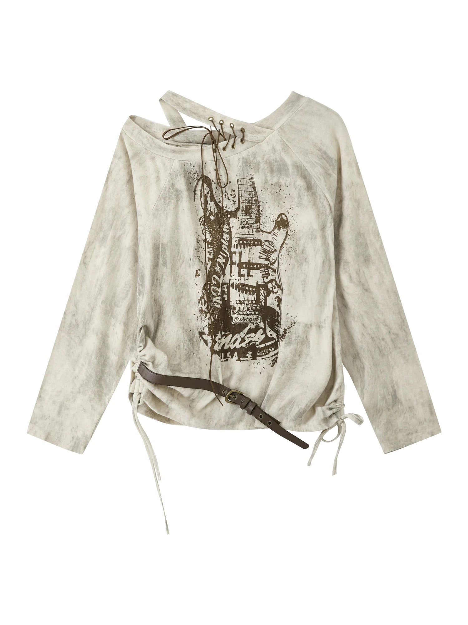 Acid Washed Rebellion Asymmetric Neck Tee