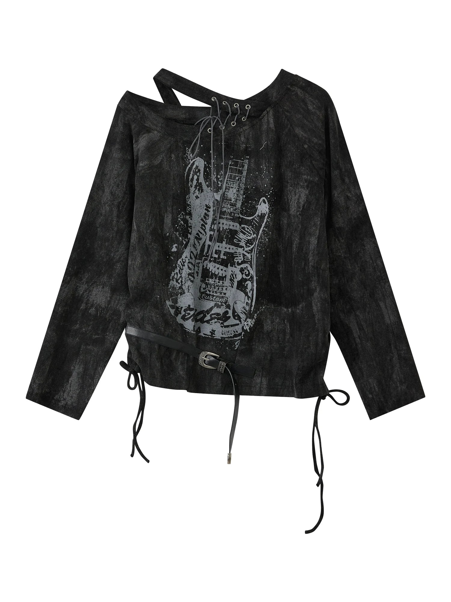 Acid Washed Rebellion Asymmetric Neck Tee