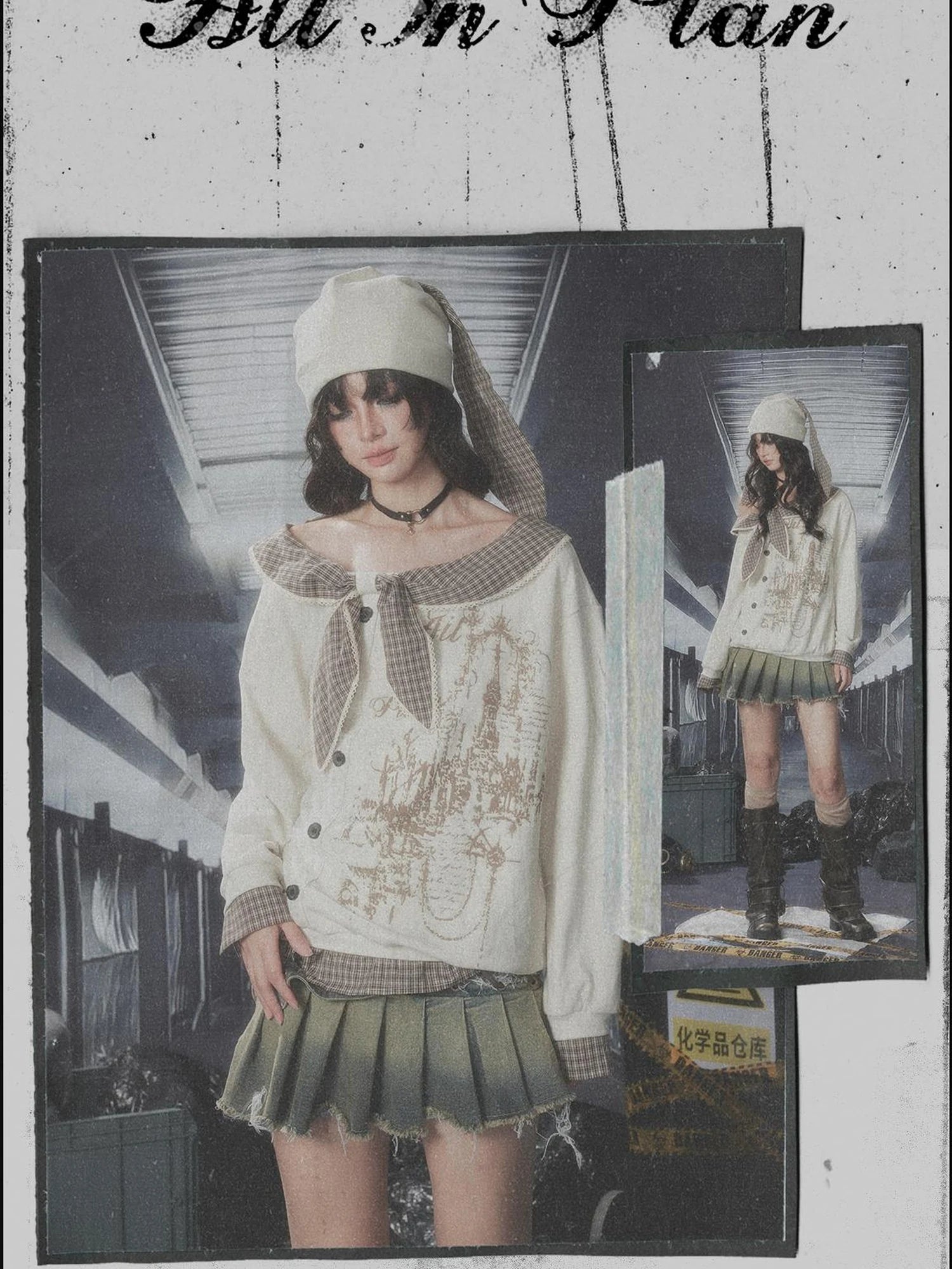 Acid Washed Riot Asymmetrical Knit Top