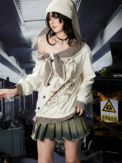 Acid Washed Riot Asymmetrical Knit Top
