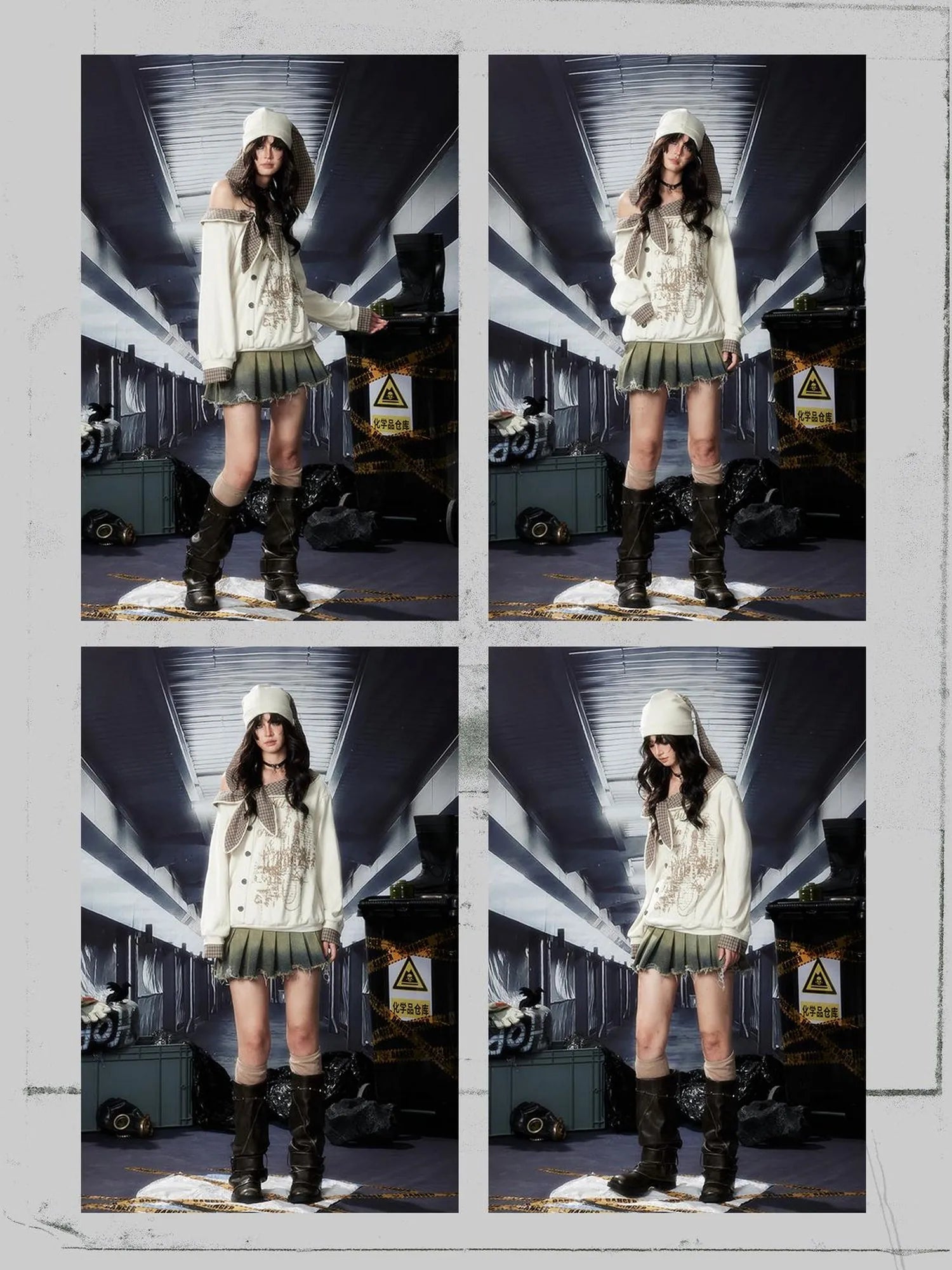 Acid Washed Riot Asymmetrical Knit Top