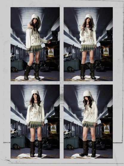 Acid Washed Riot Asymmetrical Knit Top