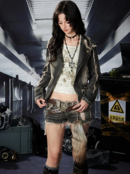 Acid Washed Riot Denim Shorts