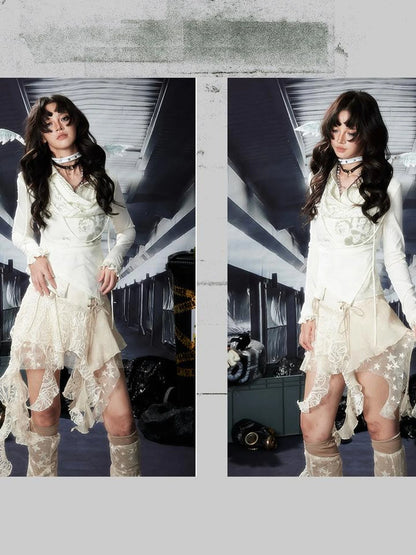 Acid Washed Riot Print Drop Shoulder Knit Top