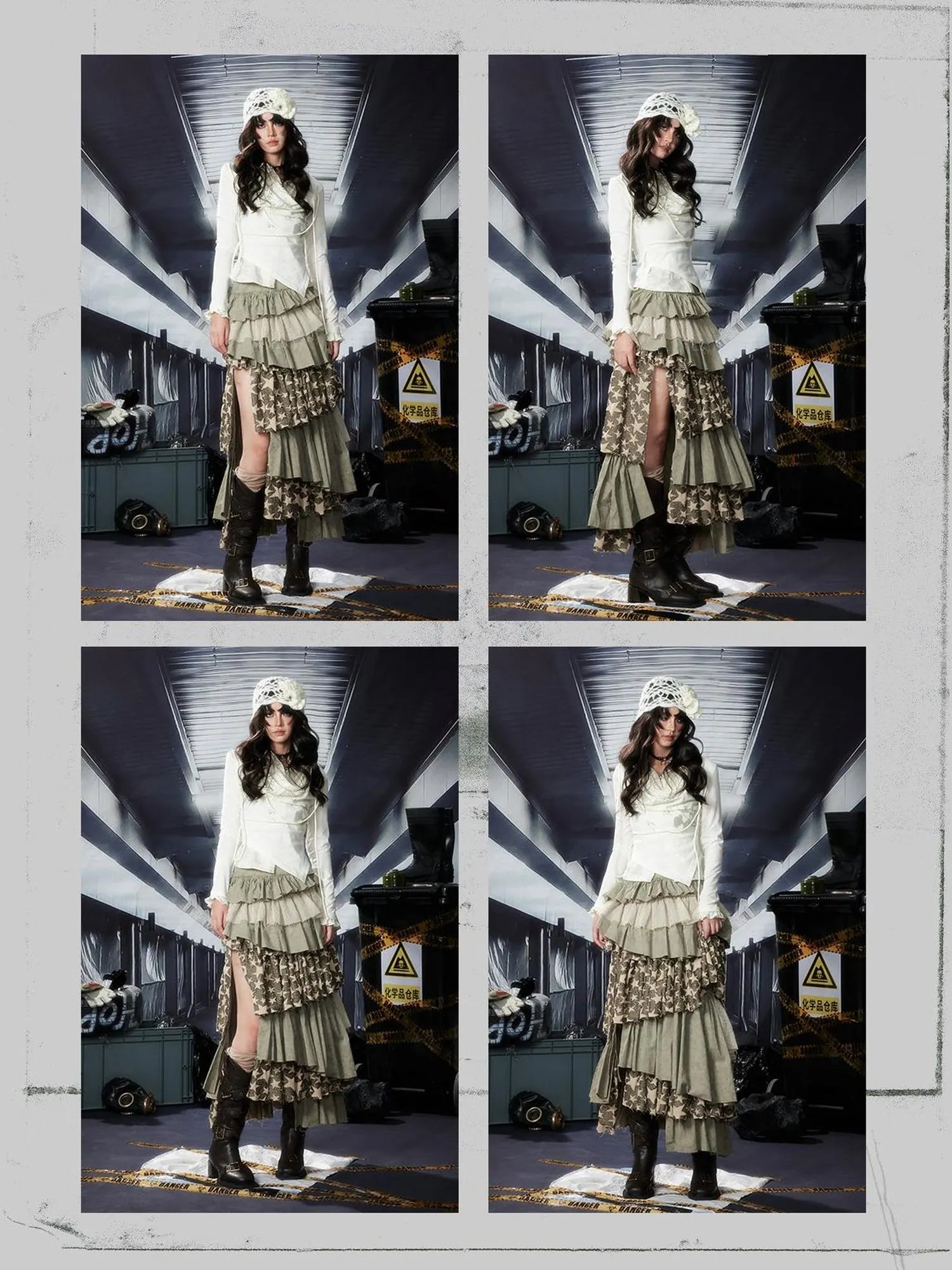 Acid Washed Riot Print Drop Shoulder Knit Top