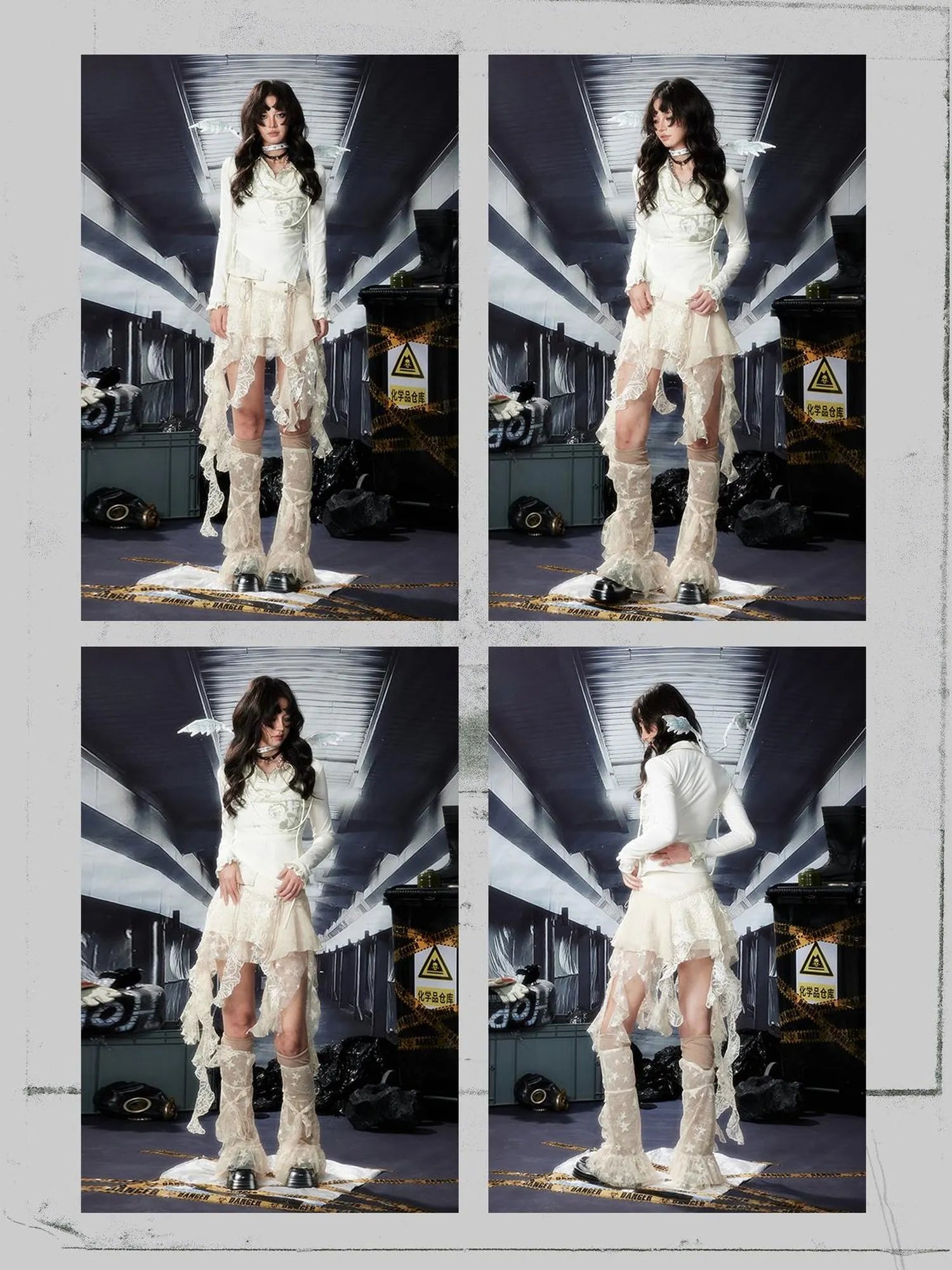 Acid Washed Riot Print Drop Shoulder Knit Top