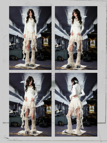 Acid Washed Riot Print Drop Shoulder Knit Top