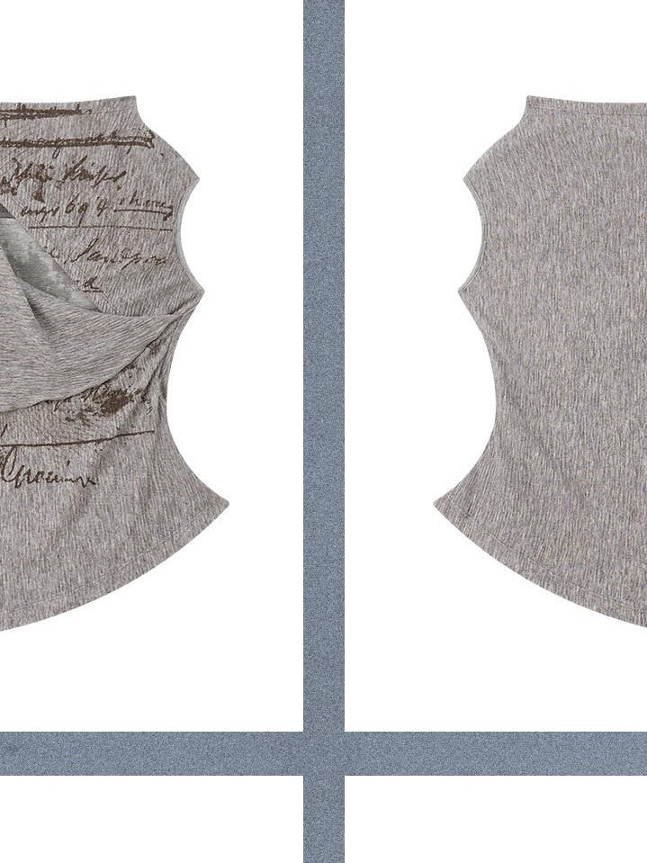 ALL iN plan Apricot Gray Asymmetrical Letter Print Slim Women&