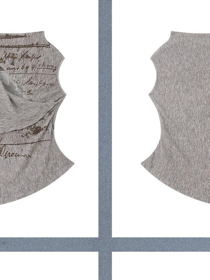 ALL iN plan Apricot Gray Asymmetrical Letter Print Slim Women&